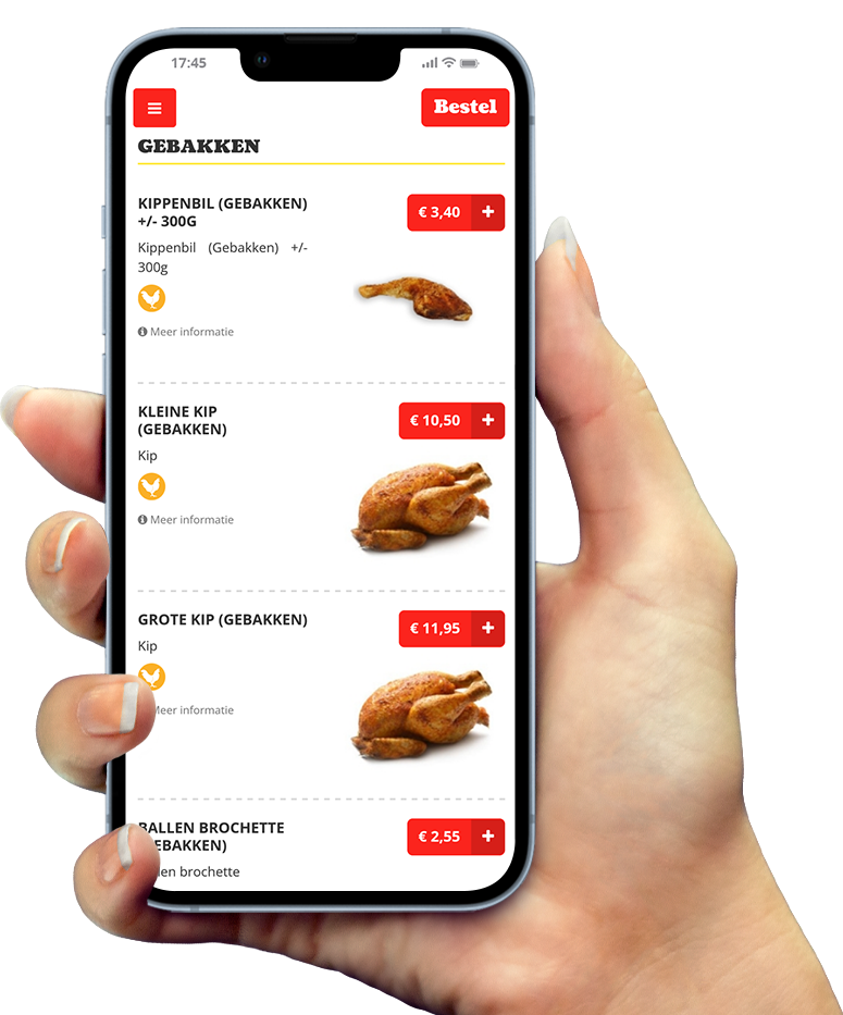 Voorbeeld van onze app op smartphone